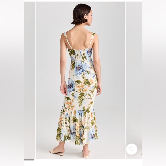 Reformation Irisa floral romantic soft lined midi dress lace trim size 12 NWT - Picture 2 of 11